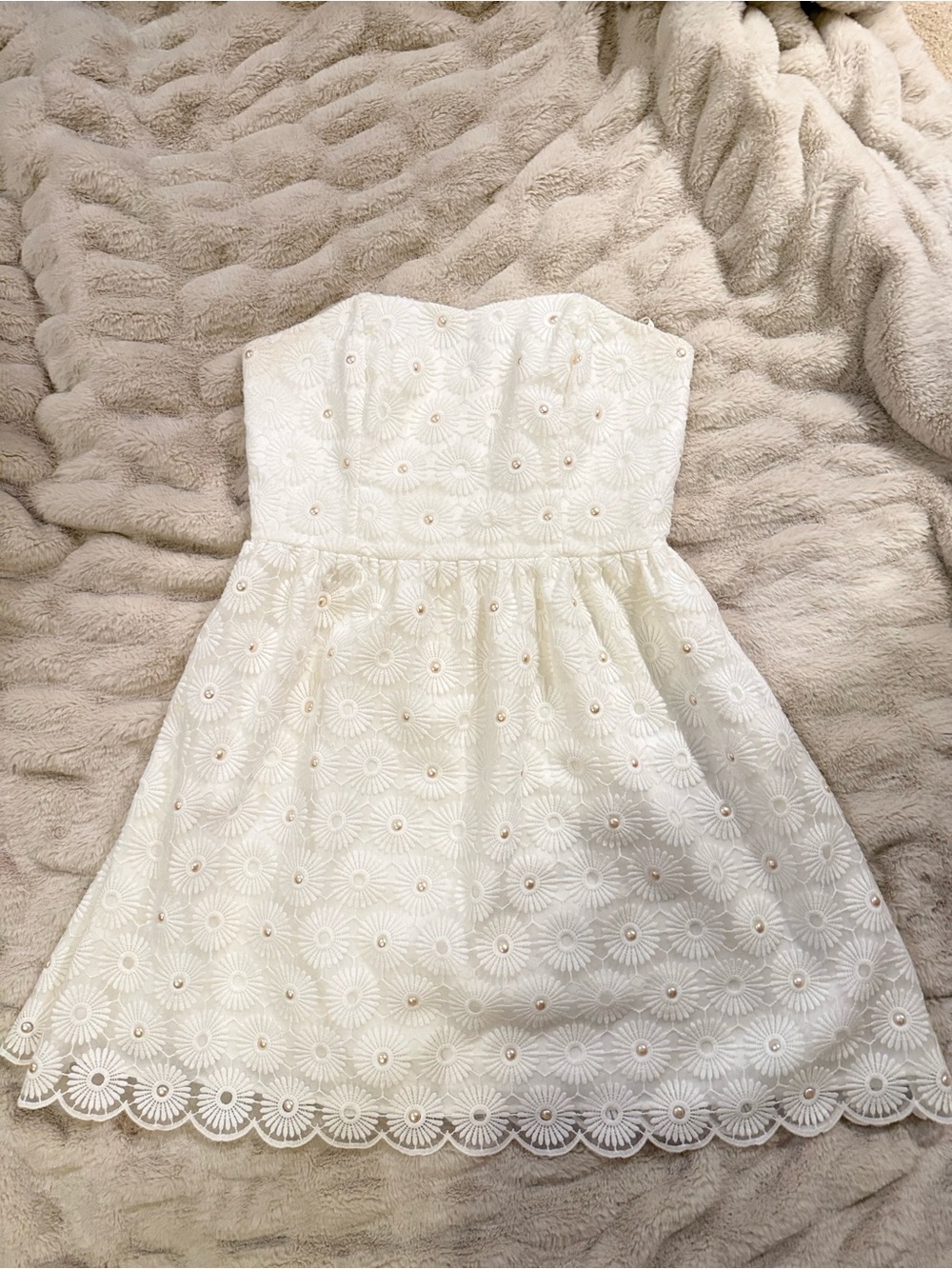 Lilly Pulitzer White Strapless Eyelet Daisy Dress